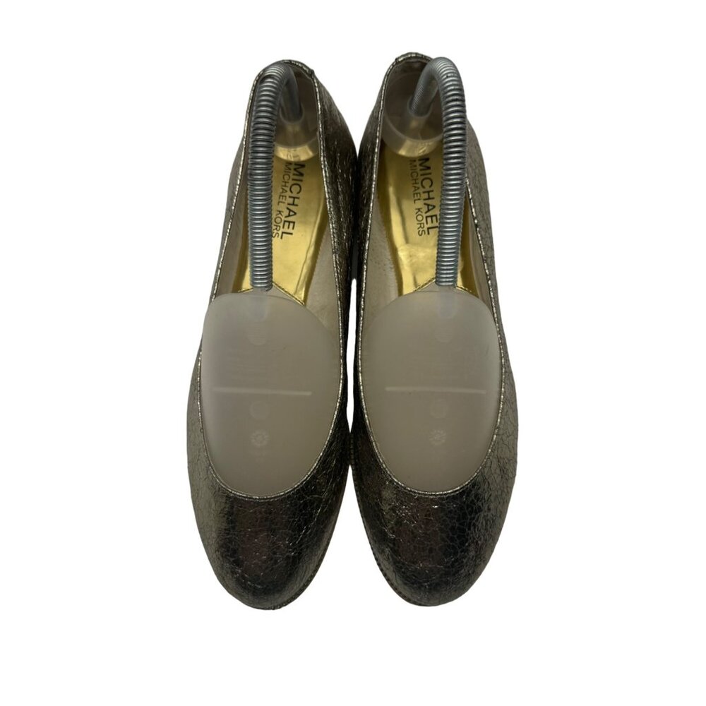 Michael Kors Bay View Gold Crinkled Metallic Round toe Ballet Flats Women' sz7.5 - Picture 4 of 11